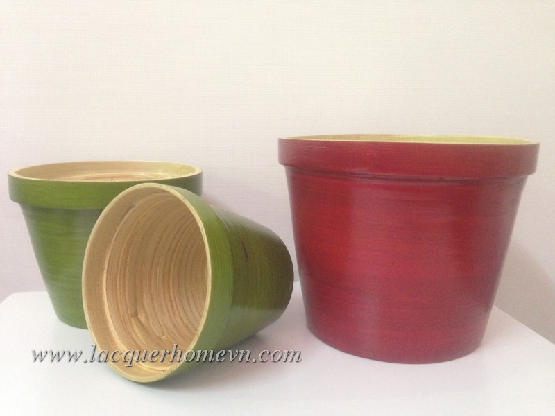 HT0501 Coiled bamboo lacquer gardern planter pot