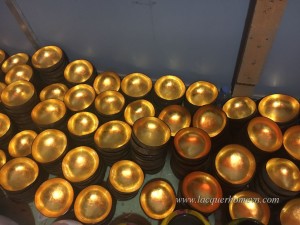 Gold metallic lacquer coconut bowls Vietnam