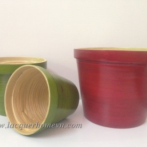HT0501 Coiled bamboo lacquer gardern planters