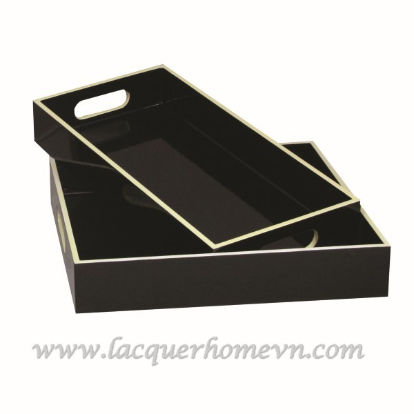 HT6173 black lacquer wood serving tray