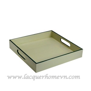 HT6181 cream lacquer wood serving tray