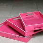 HT6739 pink lacquer tea tray set