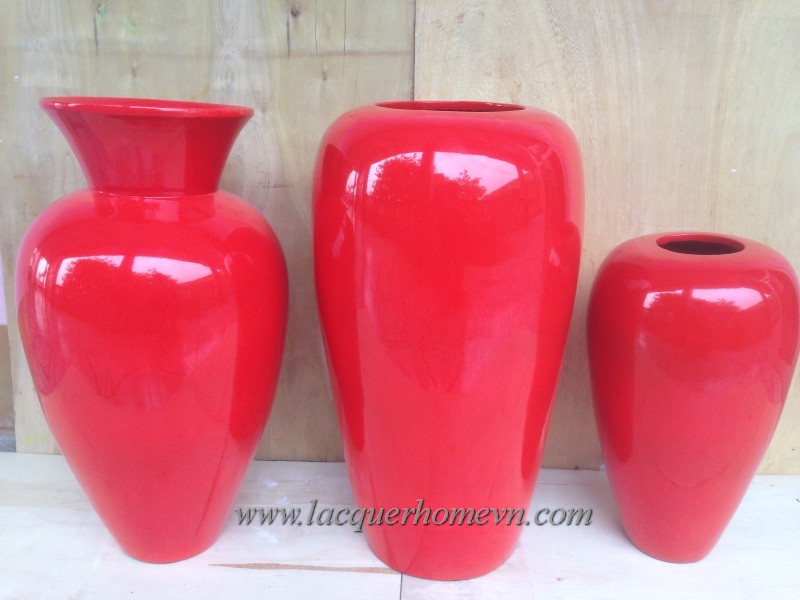 HT1087 Vietnam coiled bamboo lacquer vases