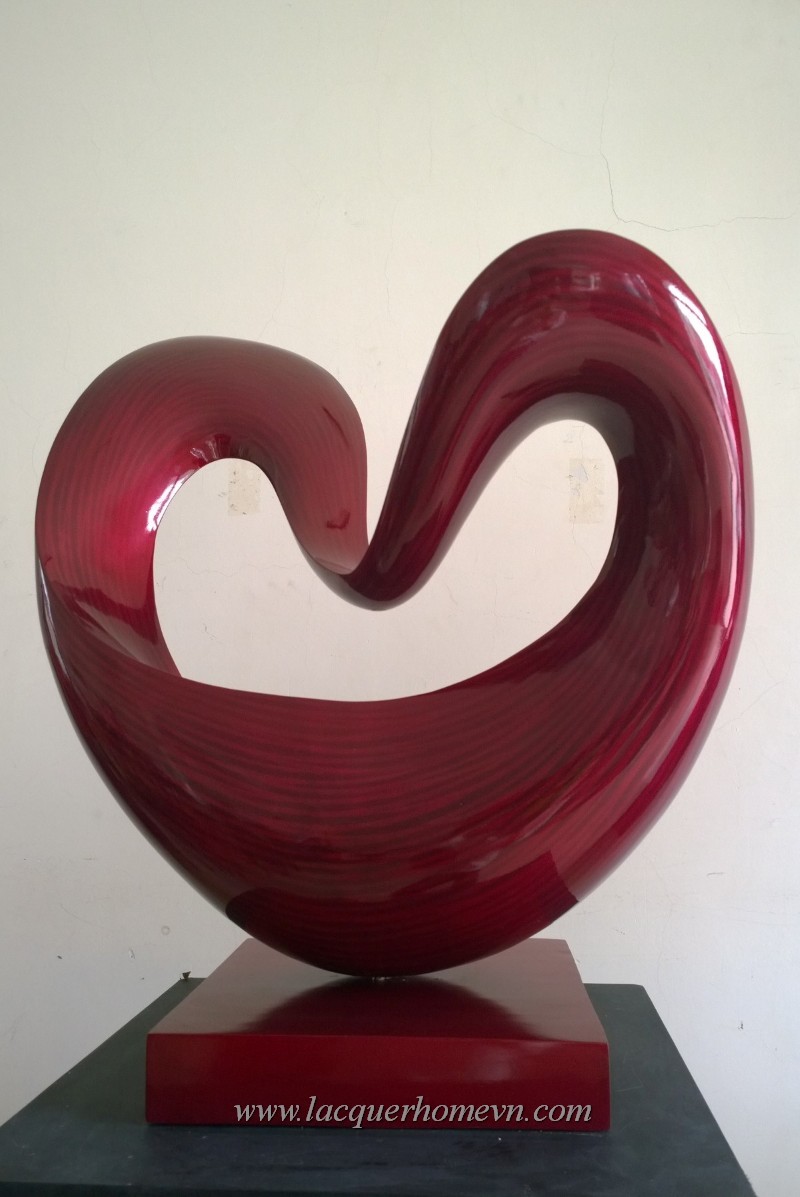 HT3618-Heart-shape-fiber-wood-lacquer-sculpture