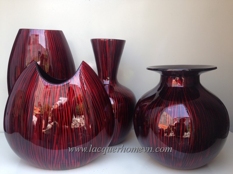 HT6739 ceramic lacquer flower vases Vietnam