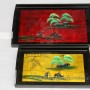 HT6010 Vietnam lacquer tray with hand painting in metallic color