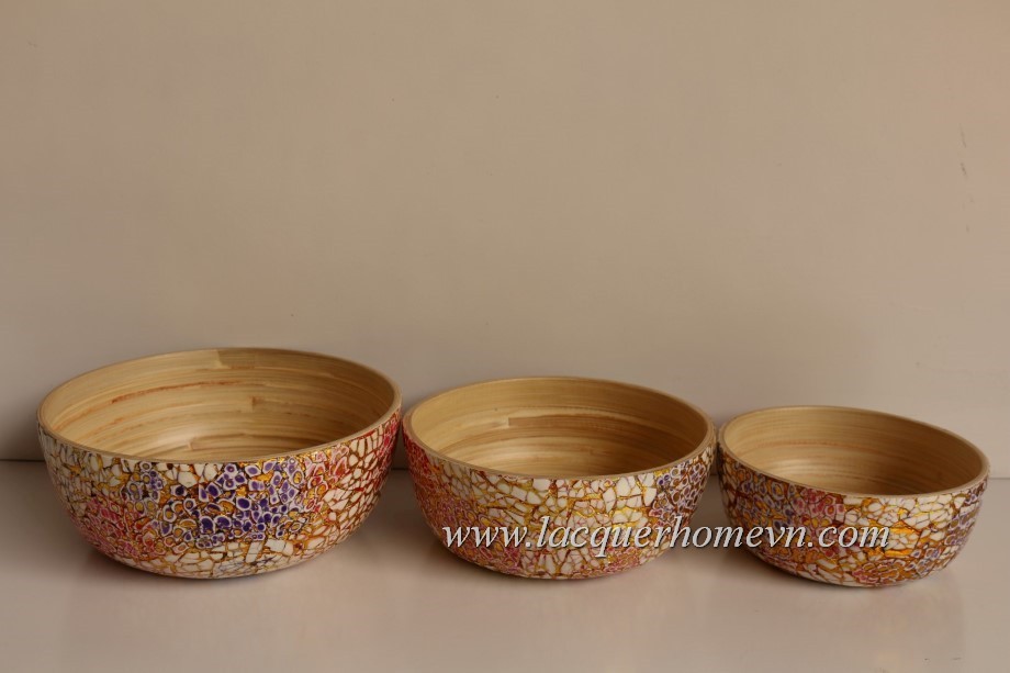 HT5601 Metallic lacquer eggshell crackle bamboo bowl