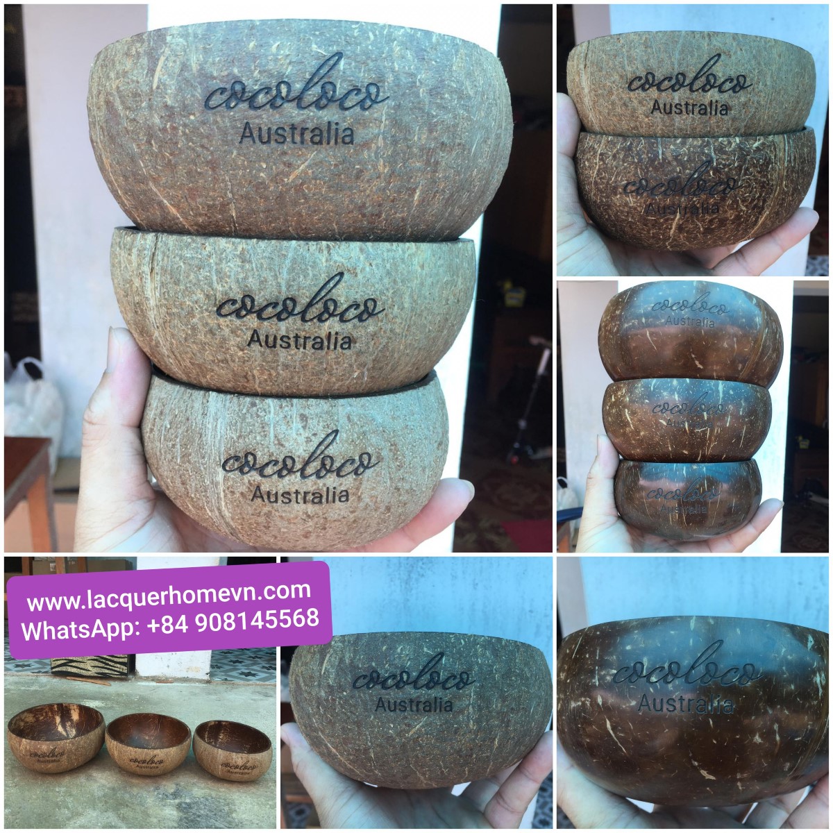 Natural coconut bowls with logo engraved